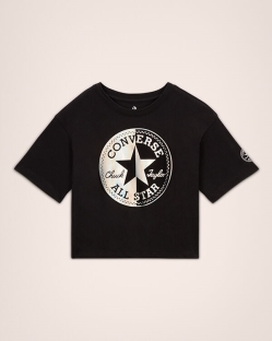 Camisetas Converse Spliced Metallic Chuck Taylor Patch Para Niña - Negras | Spain-8560